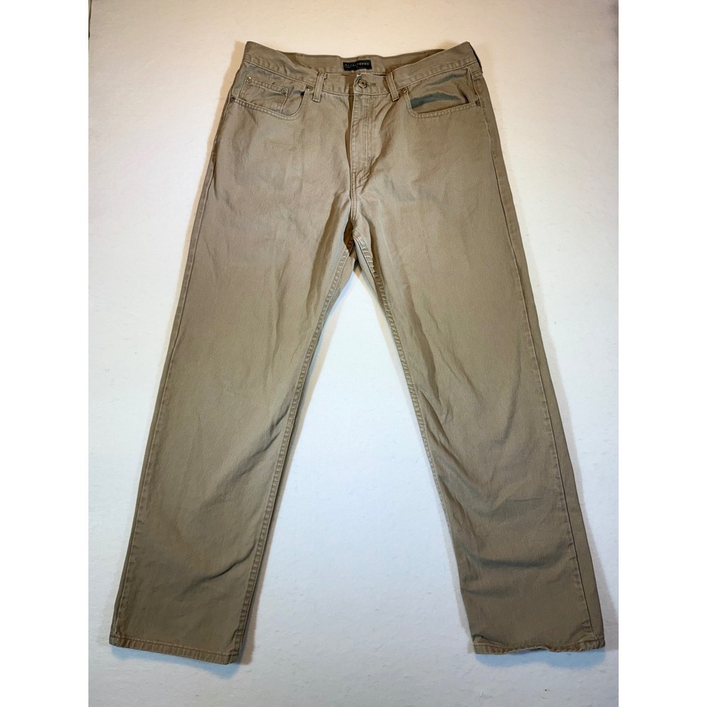 Saddlebred Mens Tan Casual Straight Leg Cotton Twill Pants Size 35W x 32L